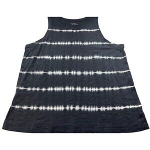 Time And Tru Womens XXL 20 Black & White Tie-Dye Tank Top 100% Cotton